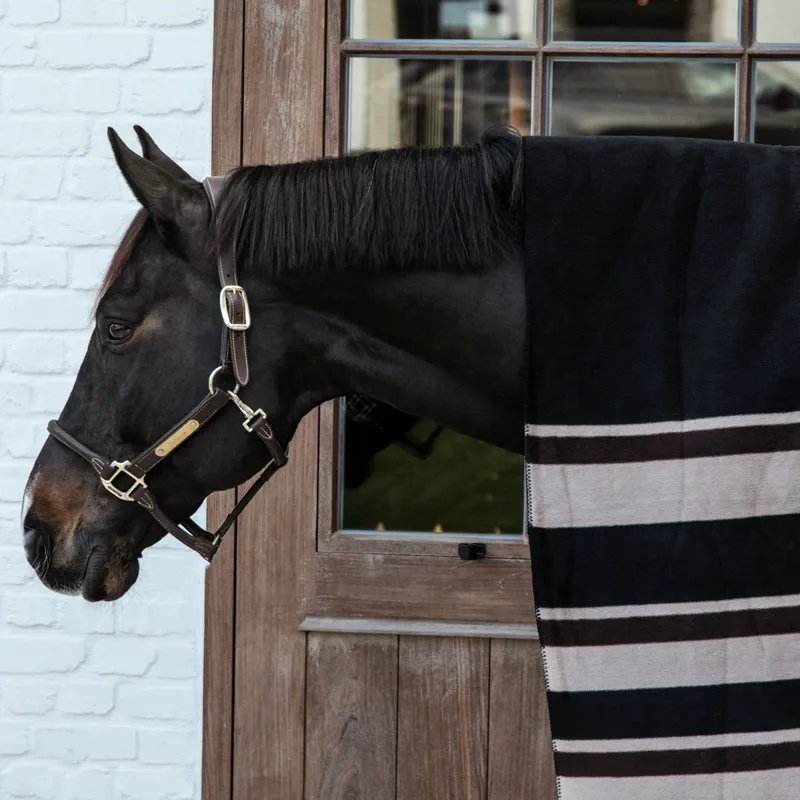 Kentucky Square Heavy Fleece Striped Rug - Brown/Beige