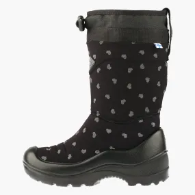 Kids winter boots Lumilukko, Black Cute reflective