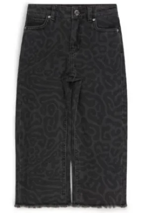 Kids' relaxed-fit jeans in cheetah-print denim