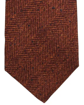 Kiton Silk Tie Brown Herringbone - Sevenfold Necktie SALE