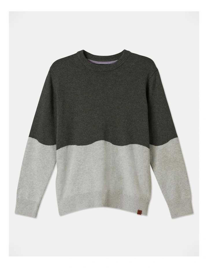 Knitted Crew Neck Jumper in Charcoal