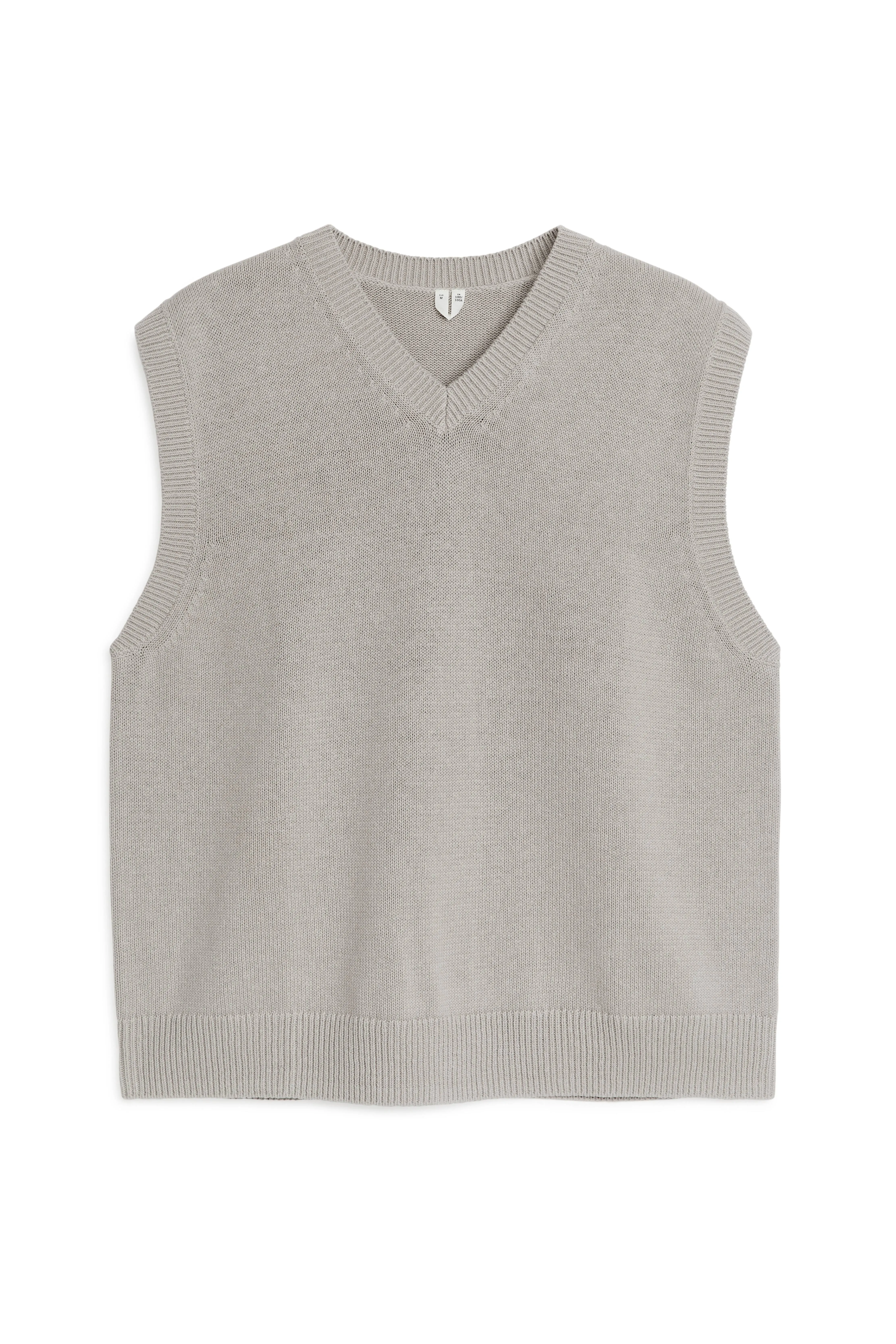 Knitted Linen Cotton Vest - V-neck - Short sleeve - Light Mole - Men | H&M GB