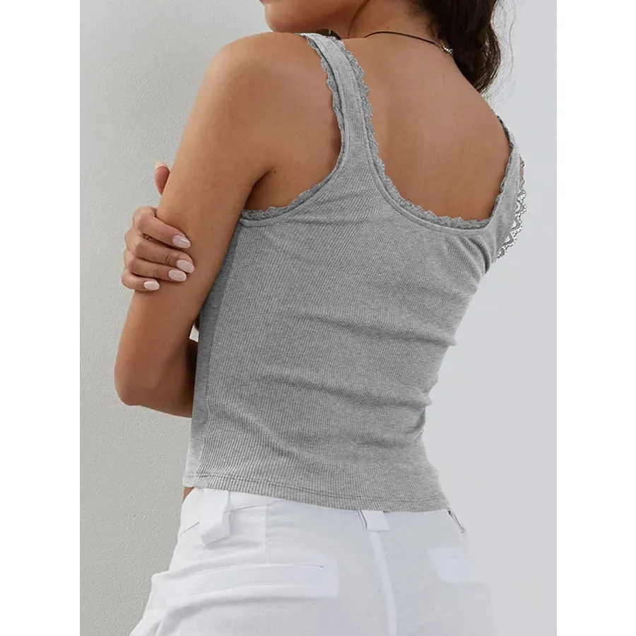 Lace Detail Square Neck Tank