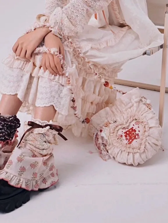 Lace Love Cake Embroidered Pleated Crossbody Bag