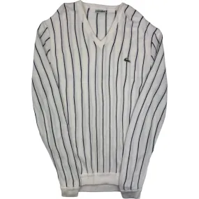 Lacoste Chemise 90's V-Neck Striped Knitwear Cream