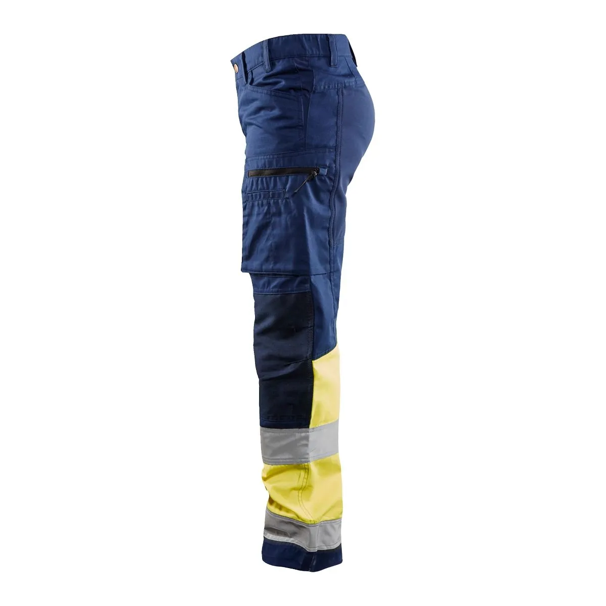 Ladies High Vis Trousers Stretch 7161 Marine/High Vis Geel - Blåkl&#
