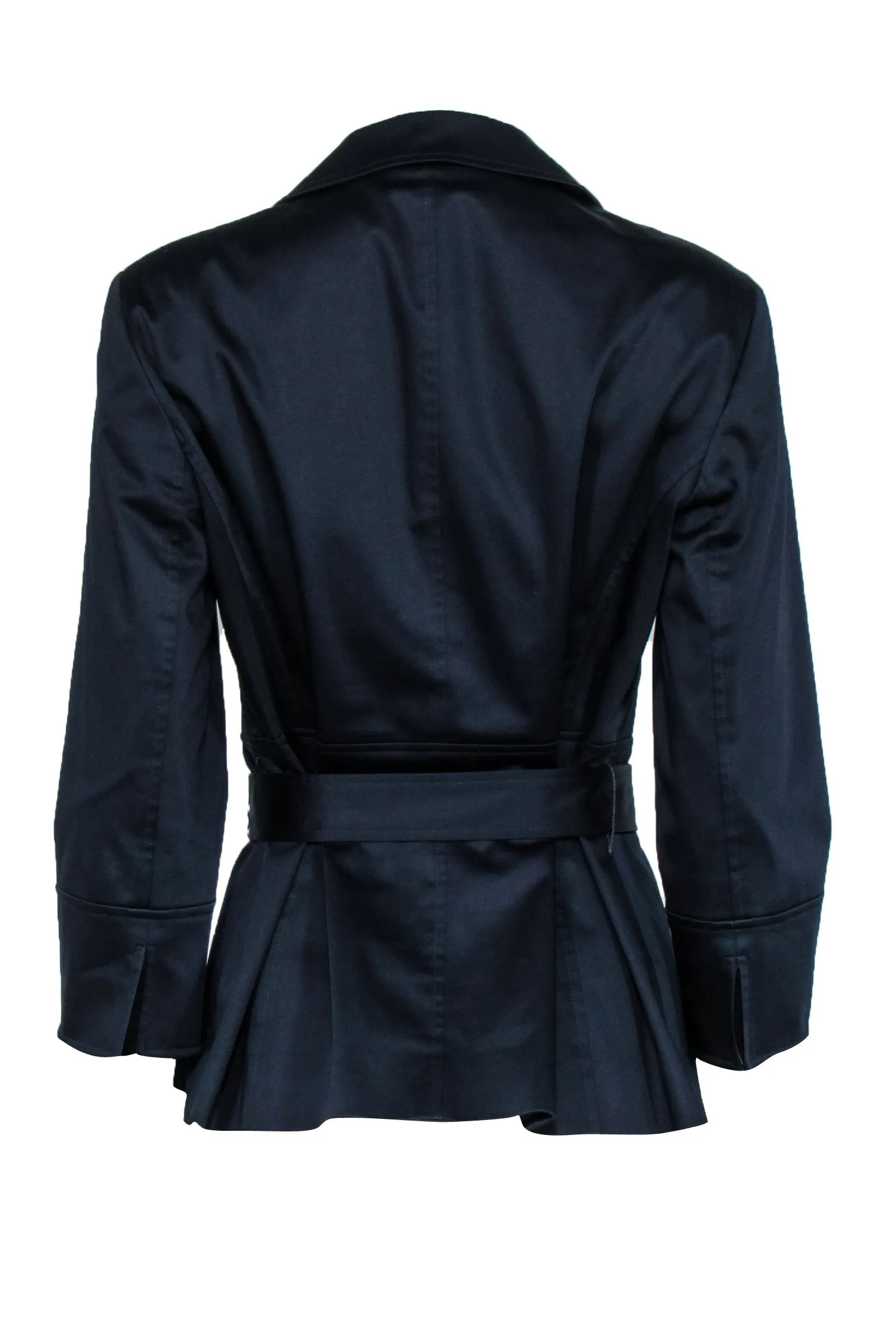 Lafayette 148 - Navy Collared Cotton Jacket w/ Belt Sz 8