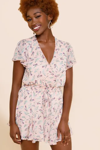 Laney Floral Front Tie Surplice Romper