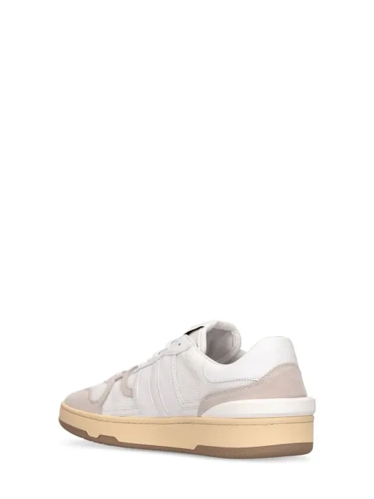 Lanvin   Clay leather & mesh low-top sneakers 