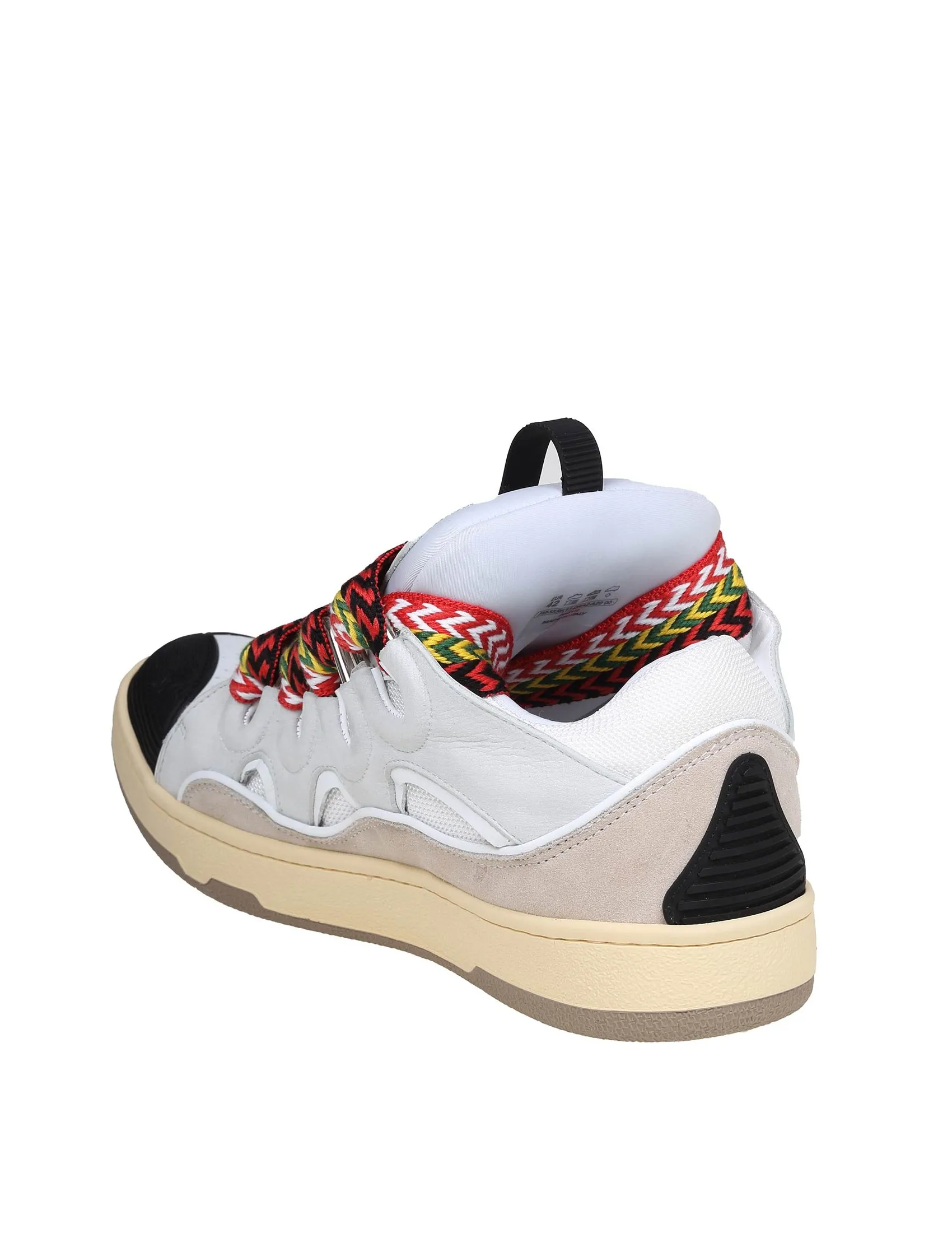 LANVIN CURB SNEAKERS IN LEATHER AND SUEDE WITH MULTICOLOR LACES