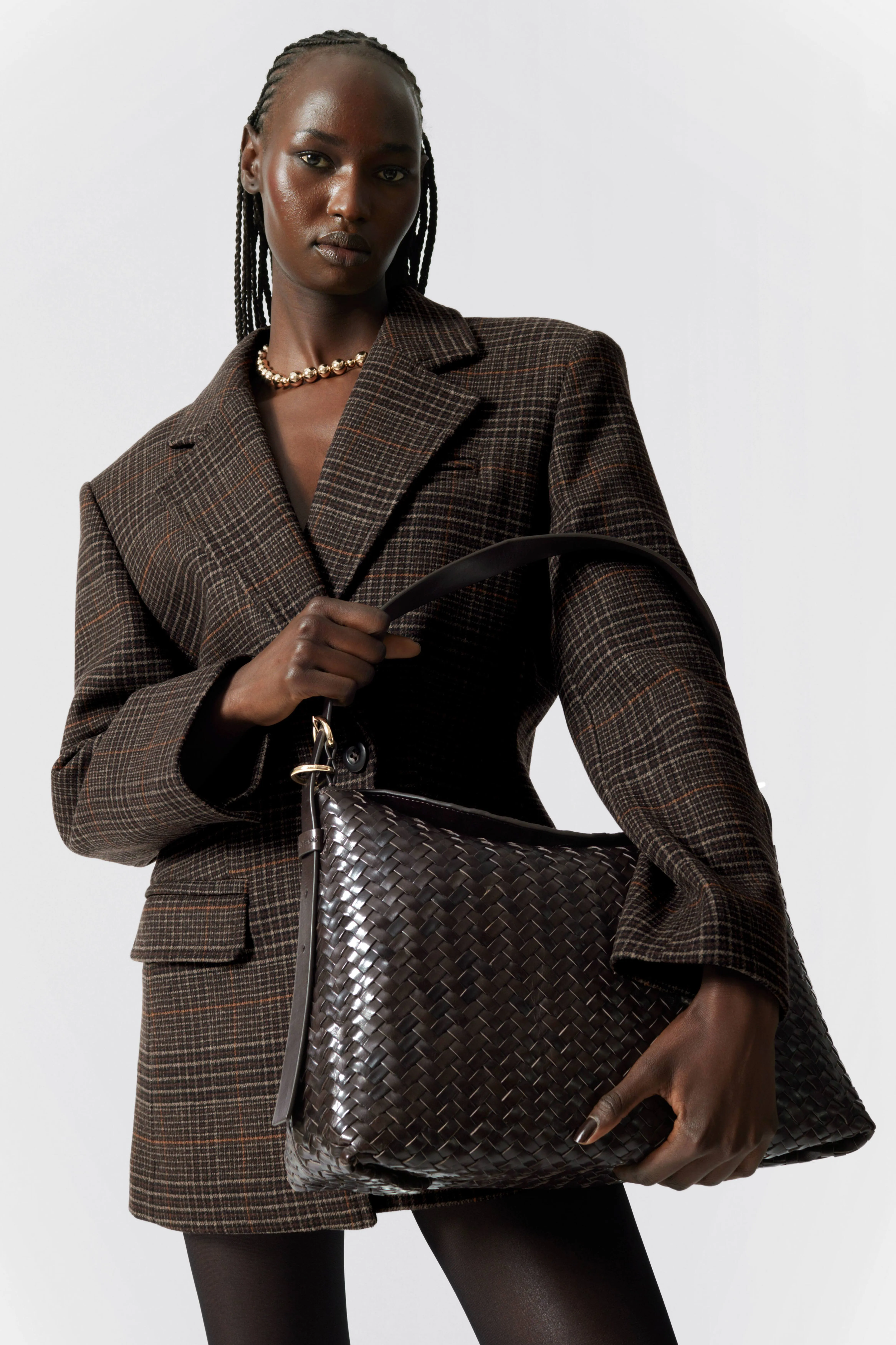 Large Braided Tote - Mahogany - Ladies | H&M GB