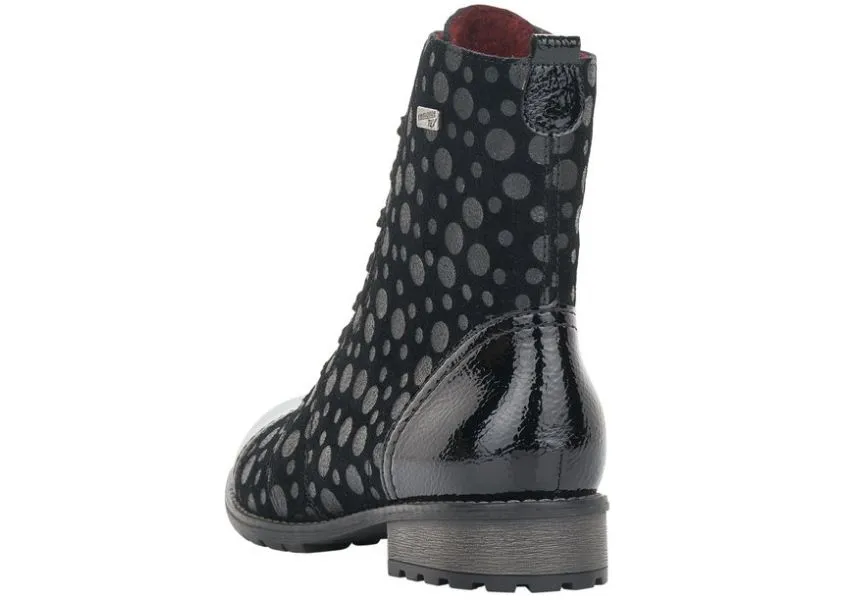 Largo Black Grey Polka Dot Lace-Up Ankle Boot