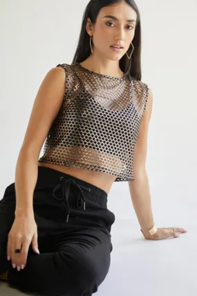 Laura Metallic Mesh Tank Top