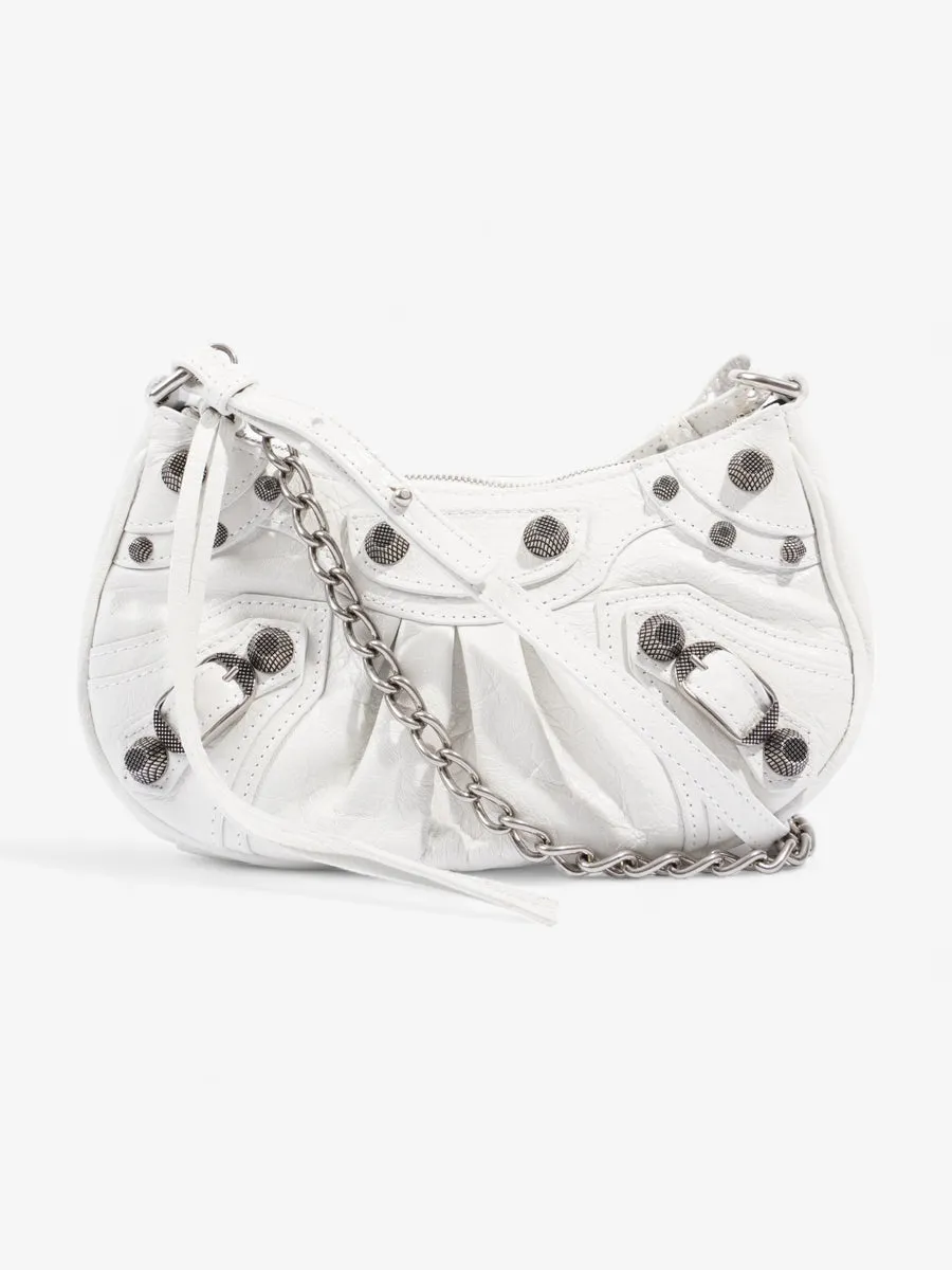 Le Cagole Mini Bag With Chain White Lambskin Leather