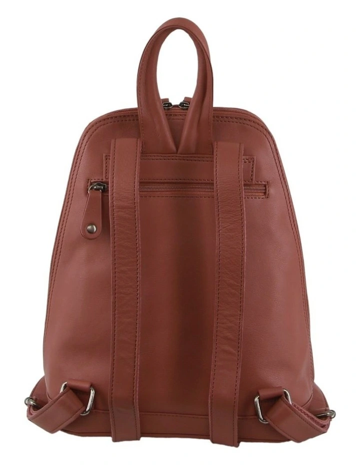 Leather Twin Zip Backpack in Rose