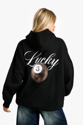LEOPARD LUCKY 8 PRINTED OVERSIZED HOODIE