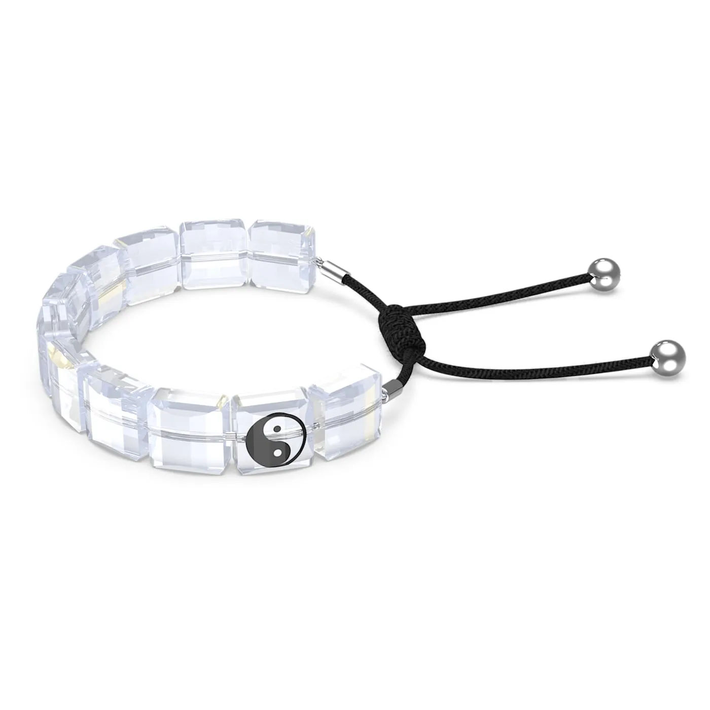 LETRA YIN YANG BRACELET, WHITE, RHODIUM PLATED