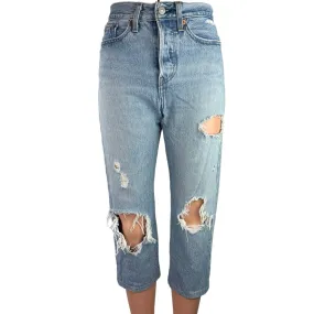 Levi Strauss & Co. Women's Blue Denim High Rise Distressed Ankle Jeans Size 25