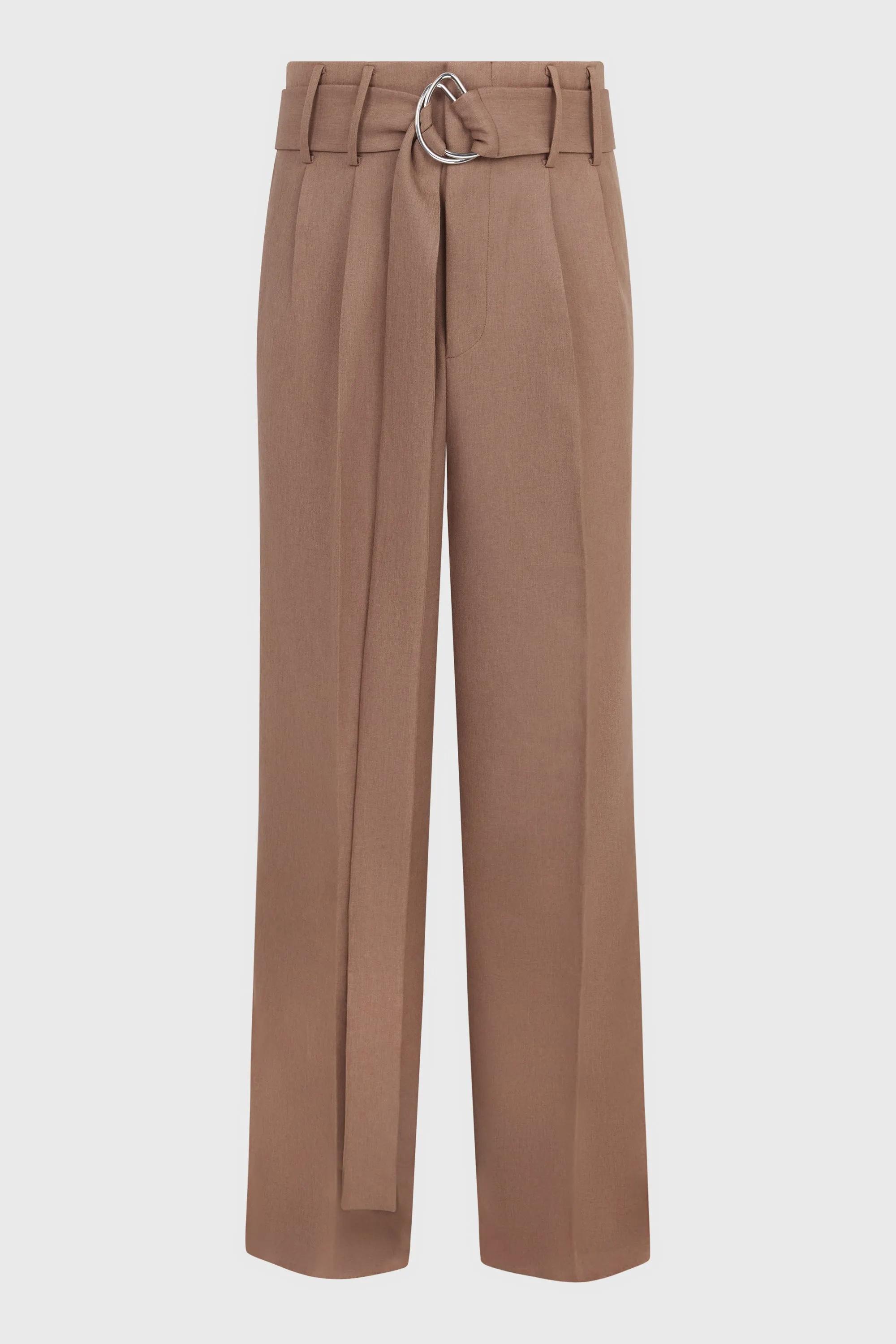 LIGHT BROWN DOUBLE PLEATED TROUSERS