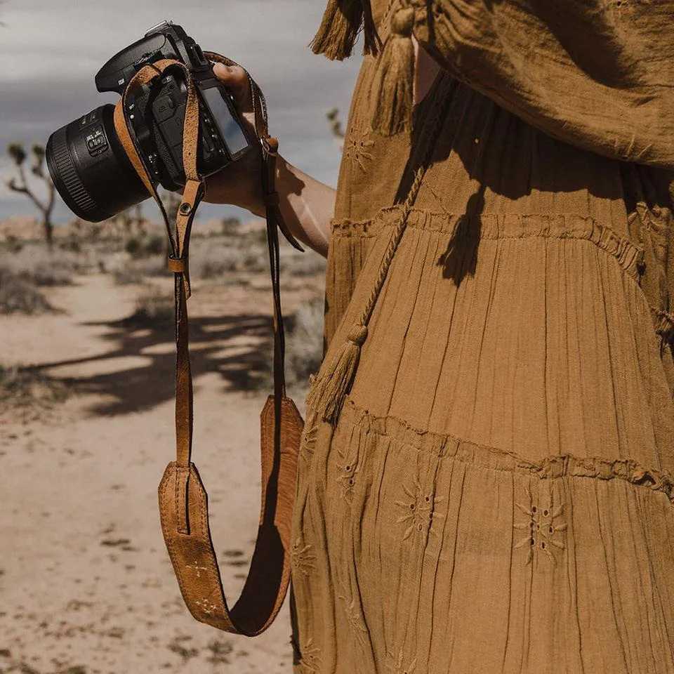 Light Brown Leather Camera Strap