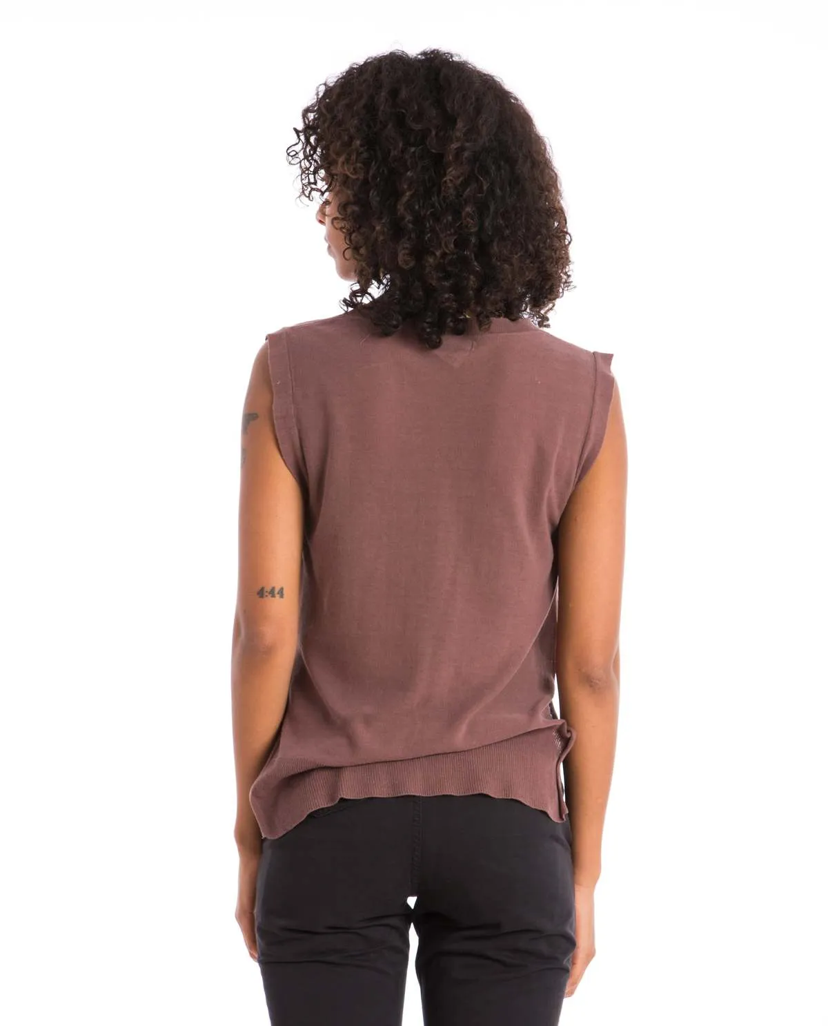 Lightweight Knit Sleeveless Top - Brown