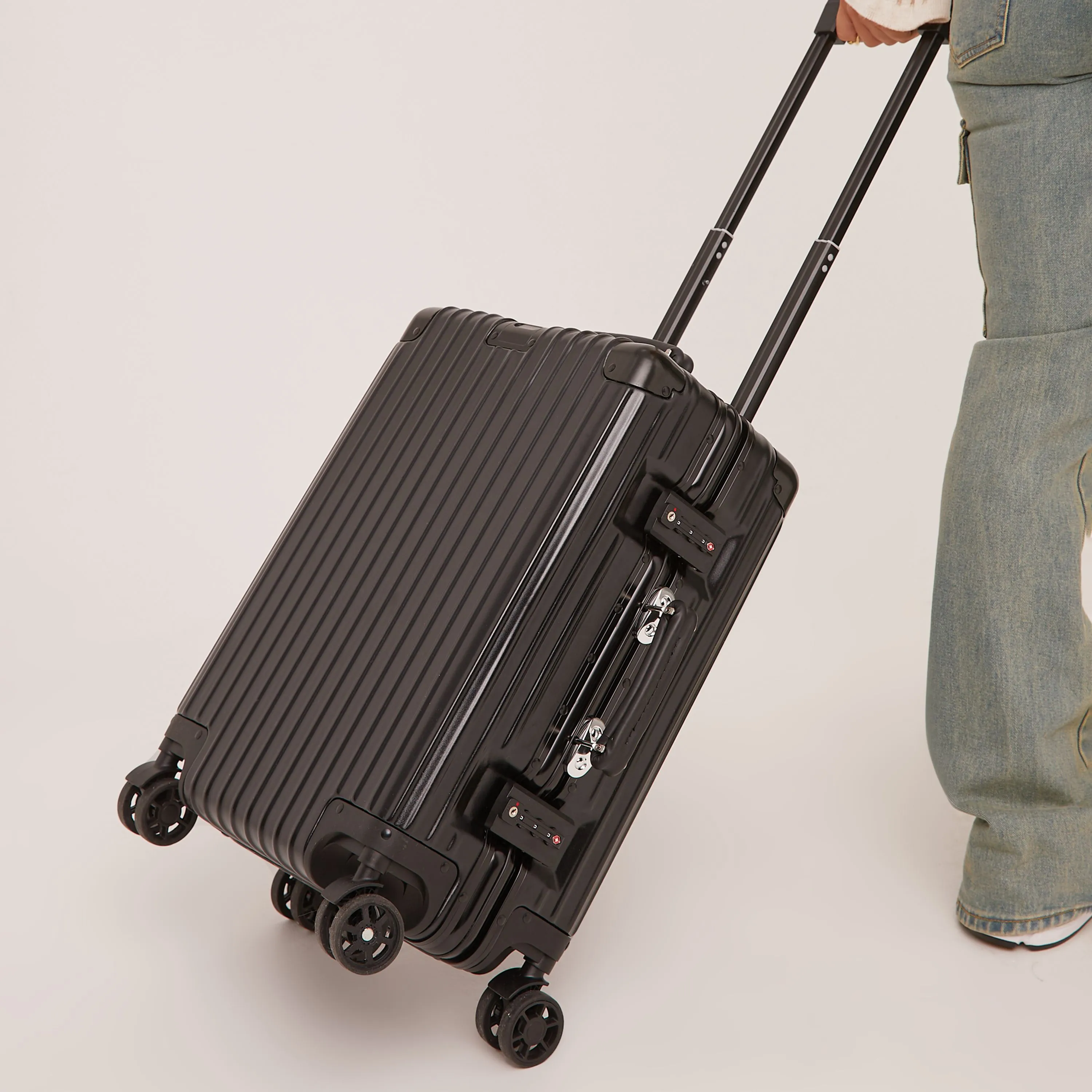 Lock Detail Suitcase In Black