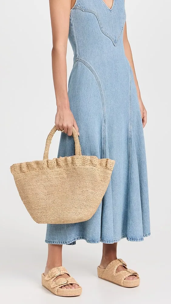Loeffler Randall   Cyrus Raffia Woven Tote with Ruffle 