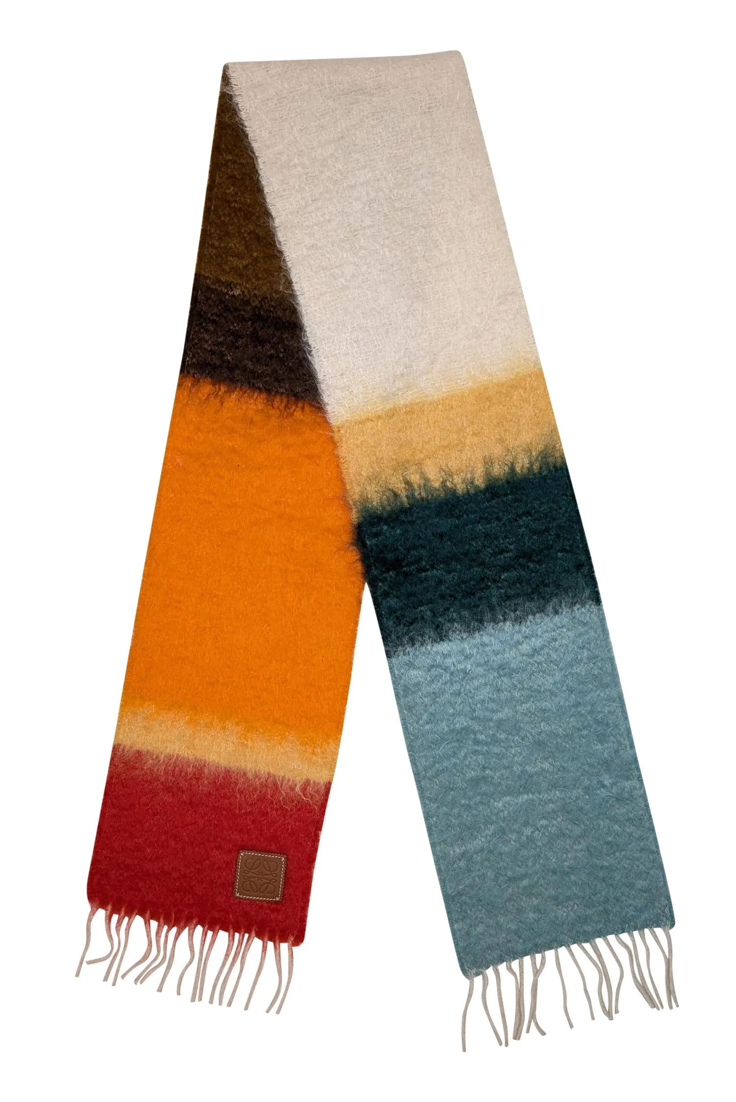 Loewe - Multicolor Striped Mohair & Wool Blend Fringe Scarf