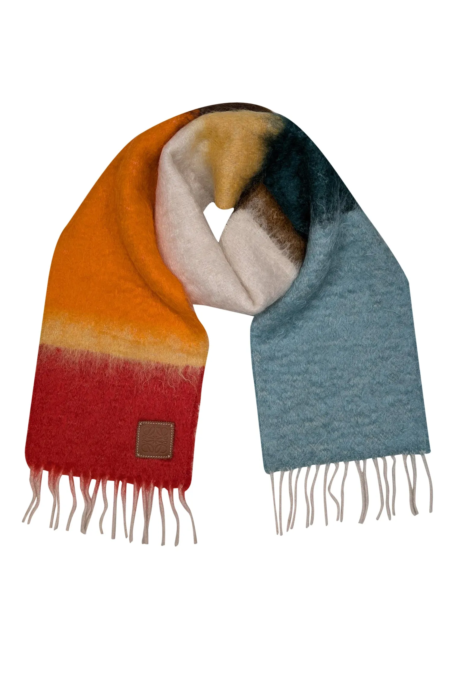 Loewe - Multicolor Striped Mohair & Wool Blend Fringe Scarf