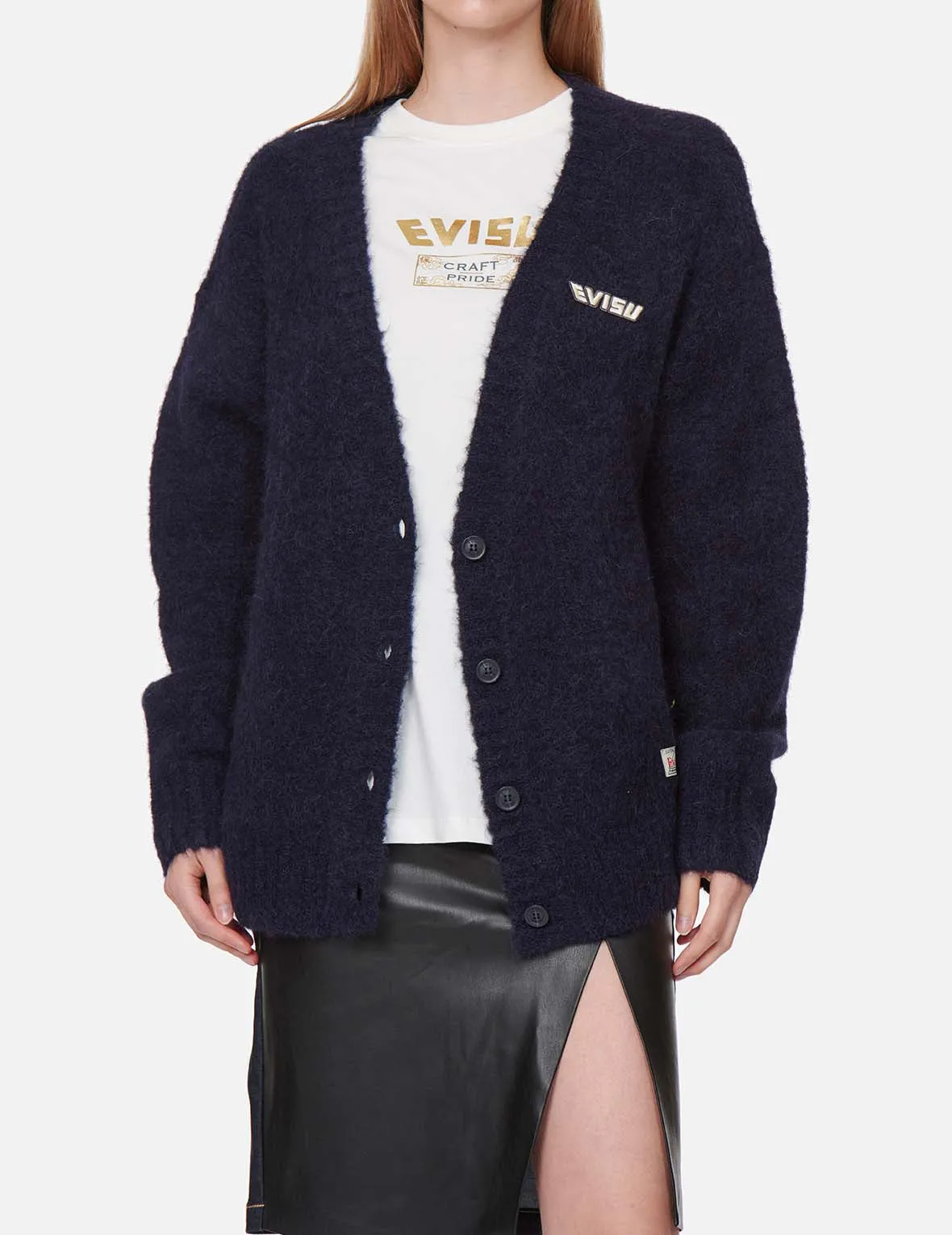 Logo Badge Fluffy Cardigan