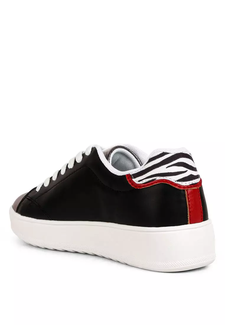London Rag Black & Pewter gold Metallic Accent Sneakers
