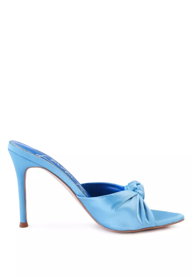 London Rag Blue Satin Knot High Heeled Sandals