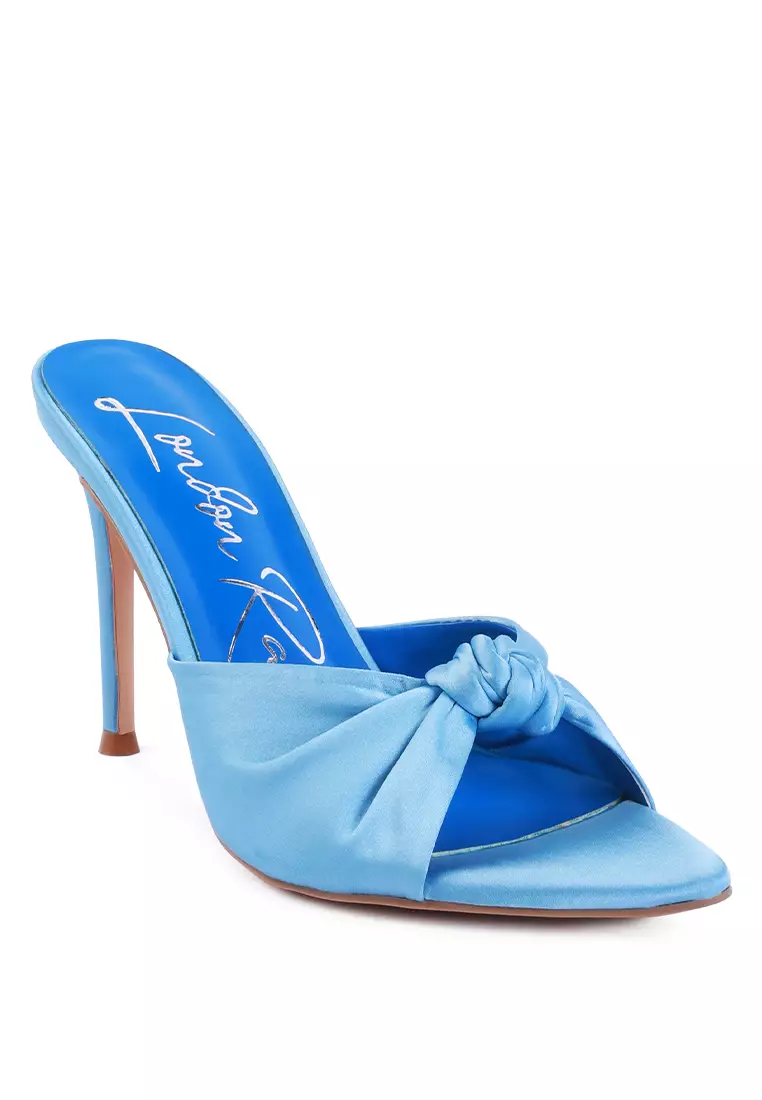 London Rag Blue Satin Knot High Heeled Sandals