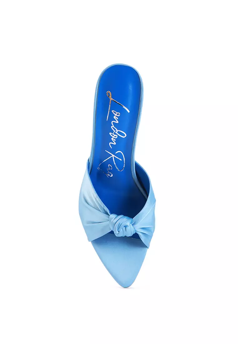 London Rag Blue Satin Knot High Heeled Sandals