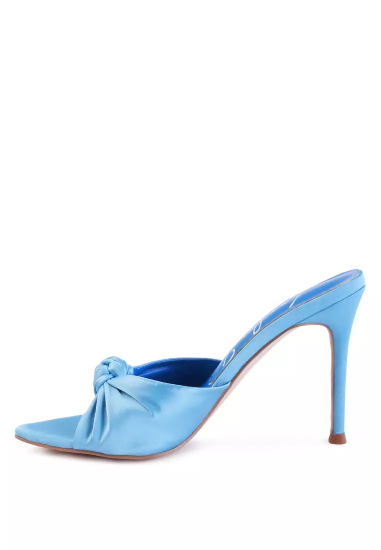 London Rag Blue Satin Knot High Heeled Sandals