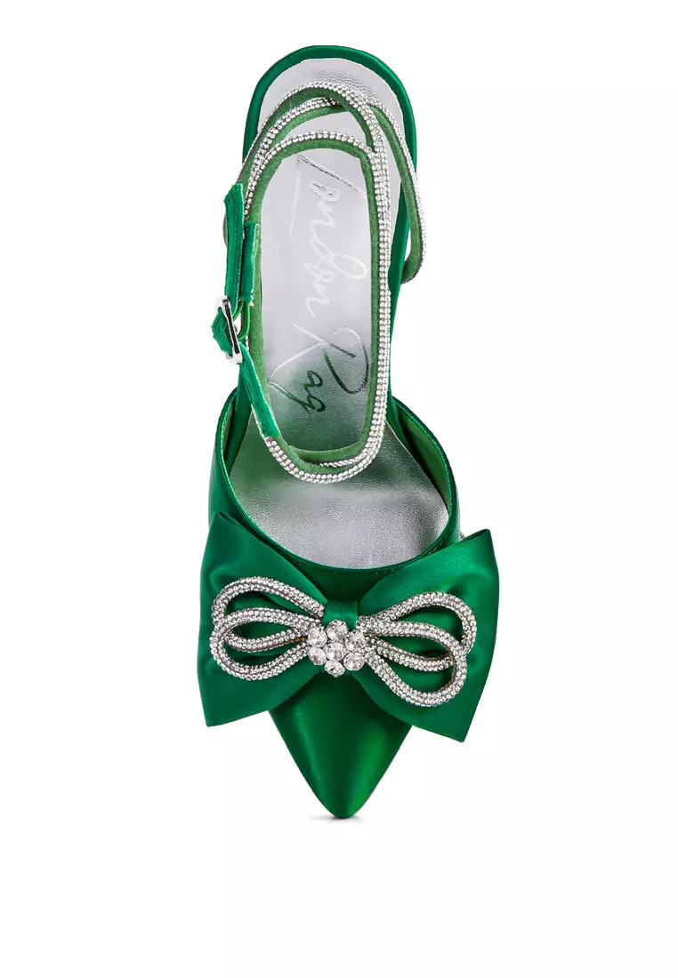 London Rag Green High Heeled Jewel Mule Sandals