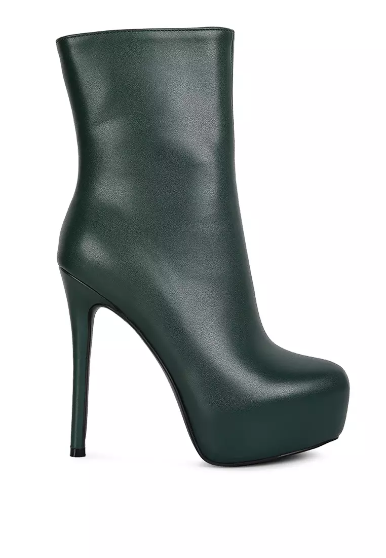 London Rag Khaki High Platform Stiletto Ankle Boot