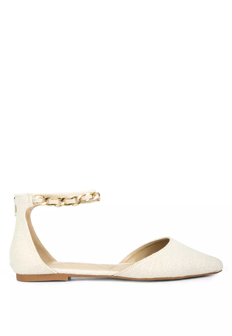 London Rag Off White Chain Embellished Flat Sandals