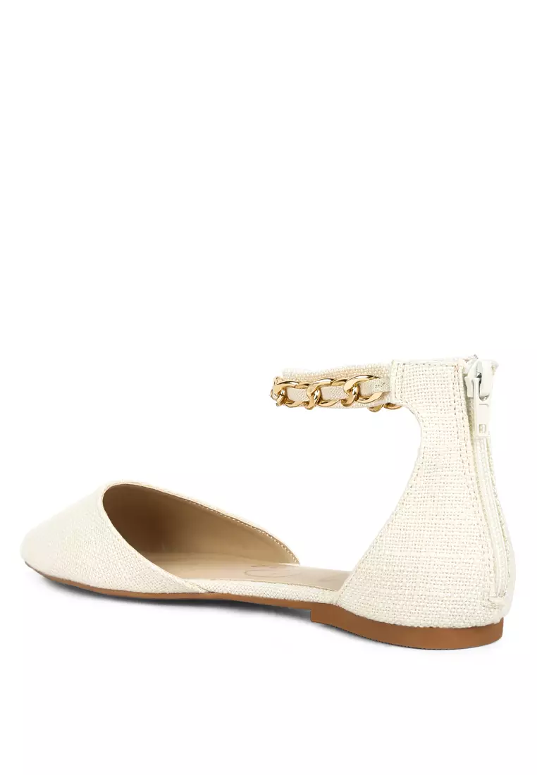 London Rag Off White Chain Embellished Flat Sandals