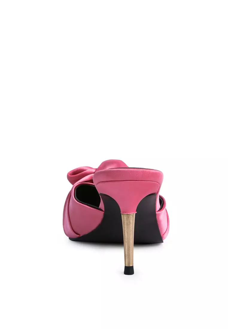 London Rag Pink Satin High Heeled Mule Sandals