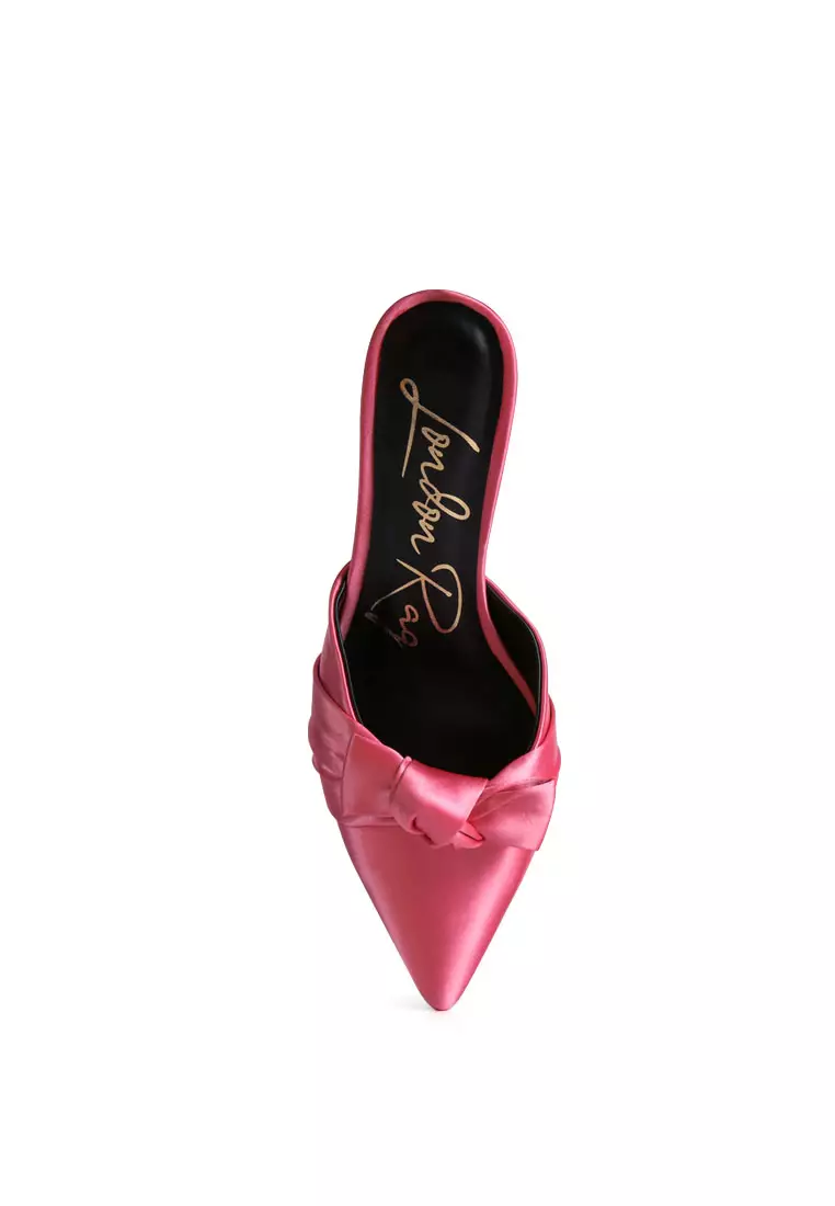 London Rag Pink Satin High Heeled Mule Sandals