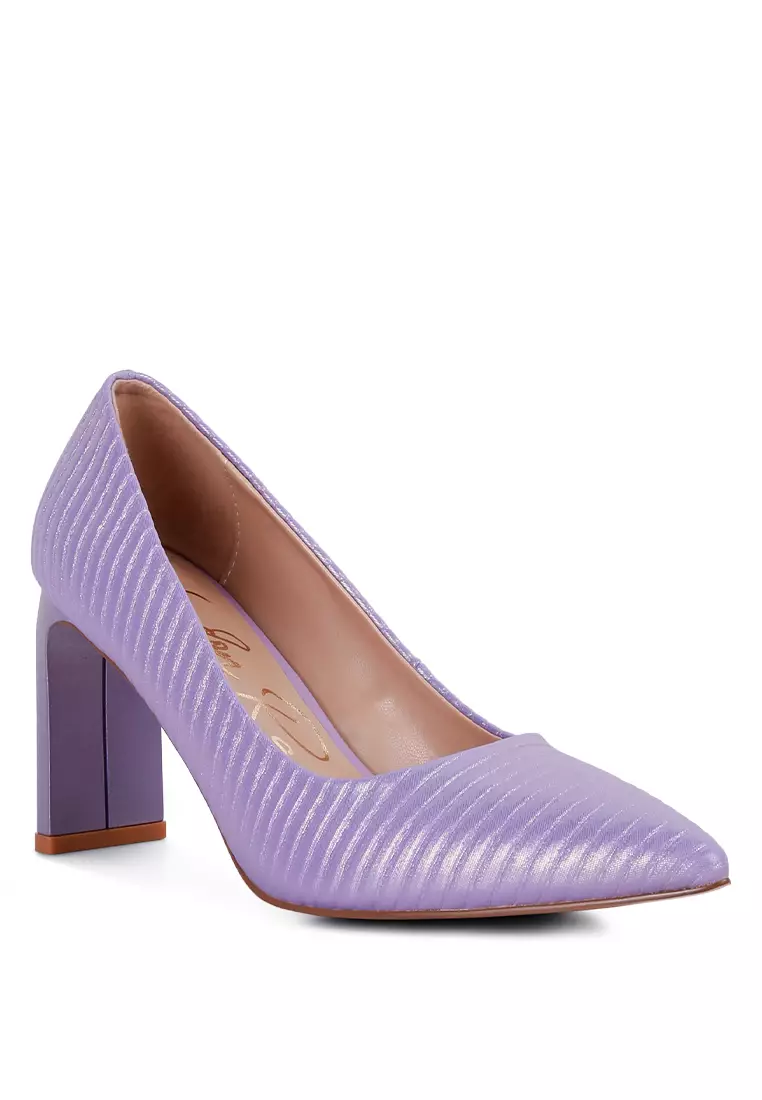 London Rag Purple Italian Block Heeled Sandals