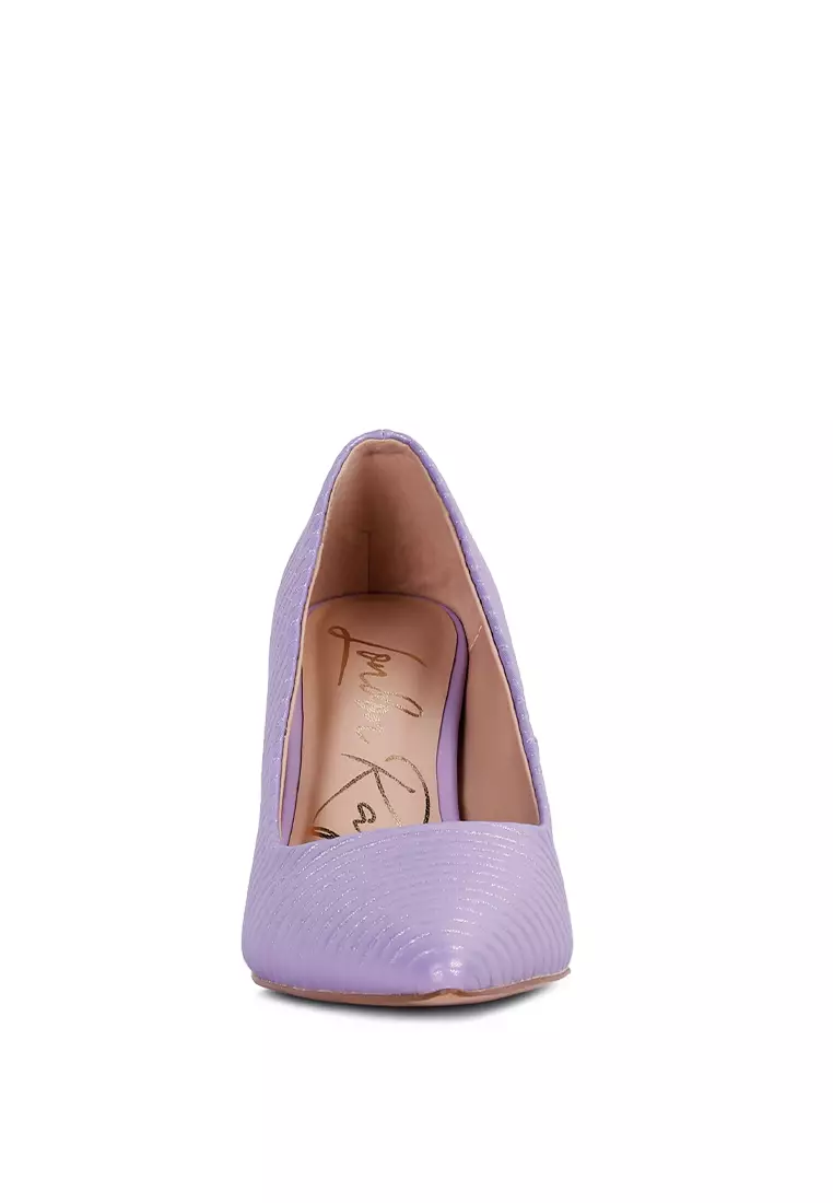 London Rag Purple Italian Block Heeled Sandals