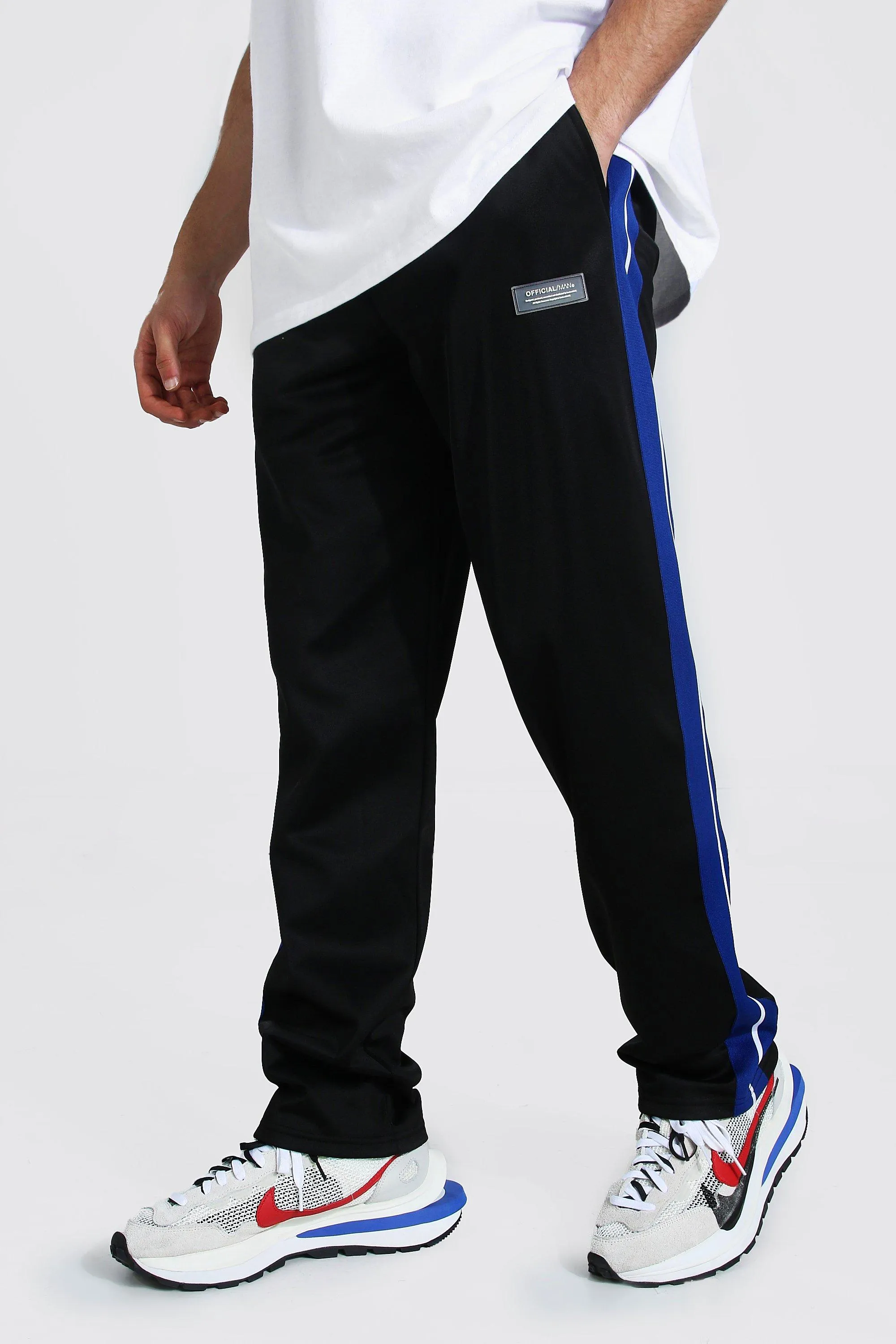 Loose Official Man Tricot Joggers With Tape | boohooMAN UK