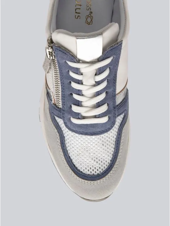 Lotus Sammie Leather Trainers in White and Blue