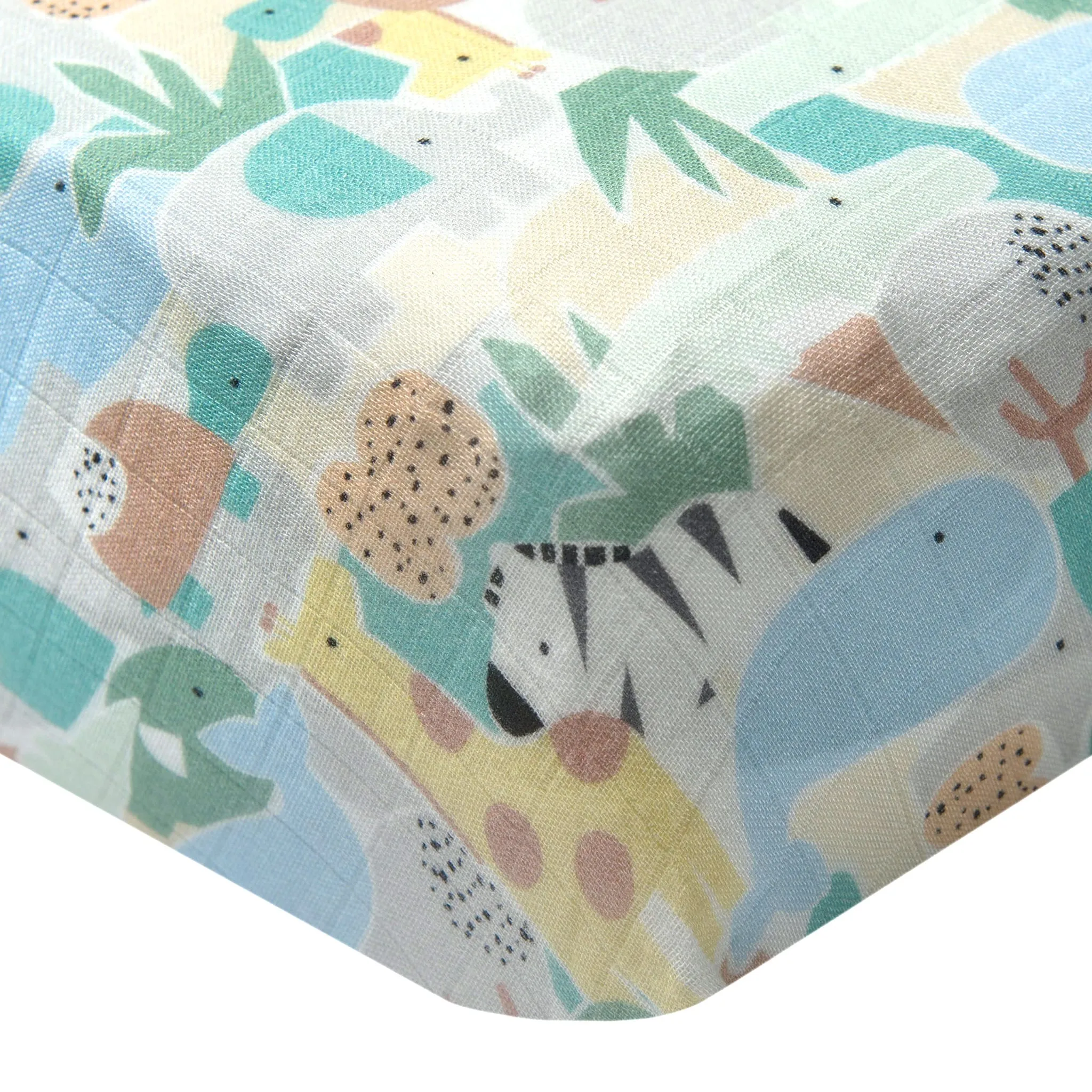 Loulou Lollipop Bamboo Muslin Fitted Crib Sheet - Animal Puzzle  - Clement