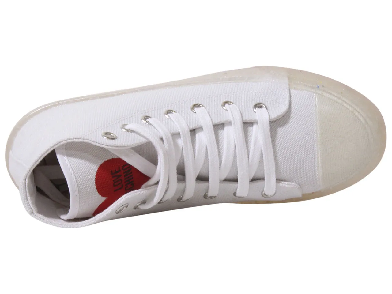 Love Moschino Women's Sneakers Canvas Mid Top White Sz: 9 (JA15353G0CJJ0100)