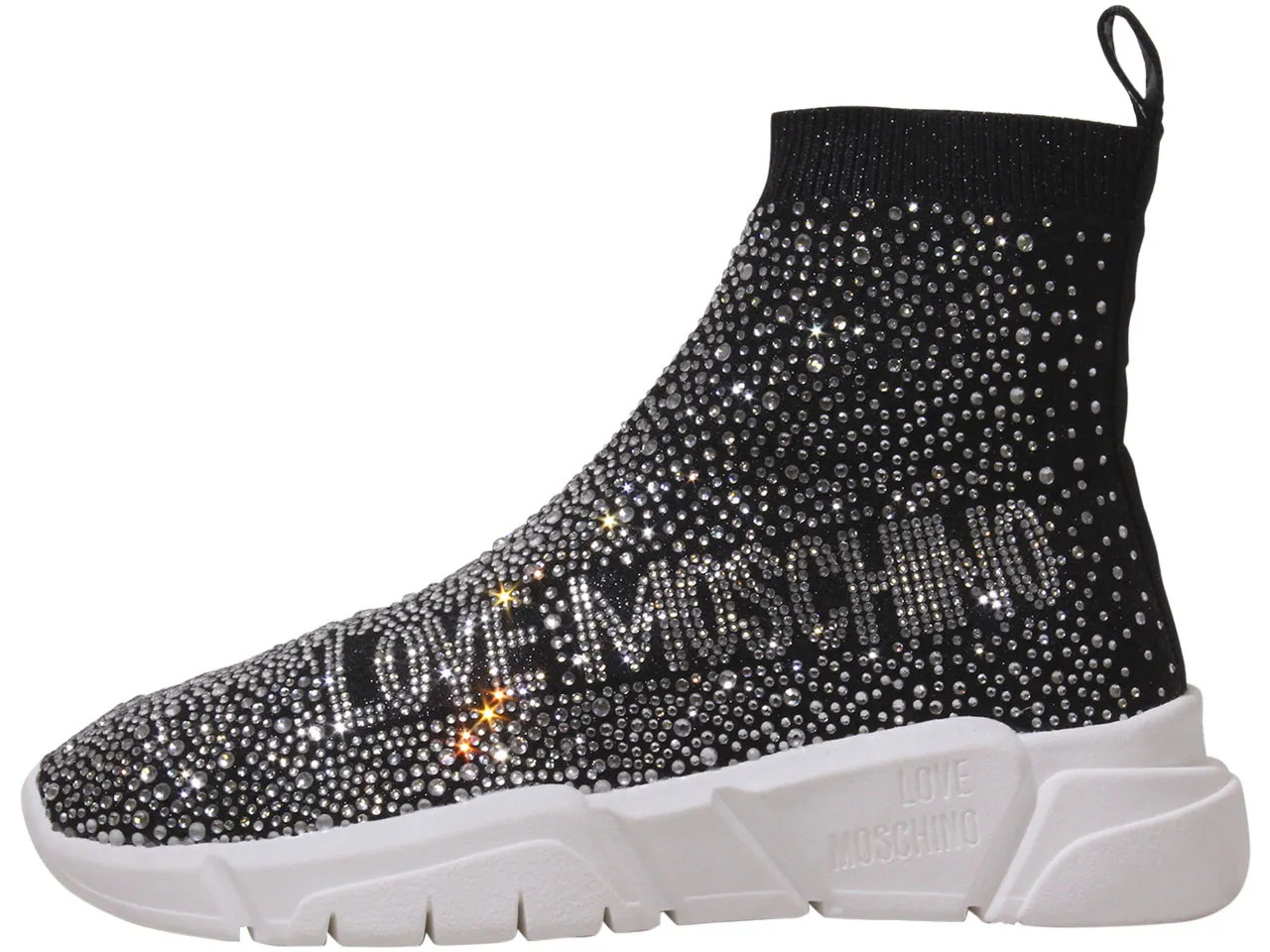 Love Moschino Women's Sneakers Rhinestone High Top Black Sz: 7