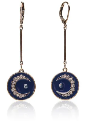 Love Vintage Celestial Moon Earrings Blue