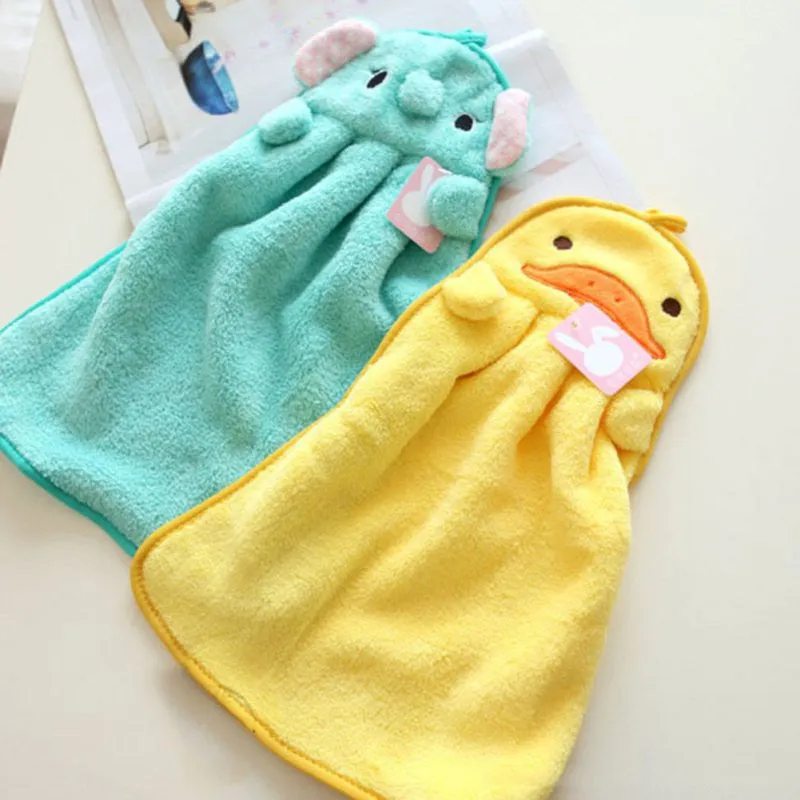 Lovely Cartoon Children Hand Dry Towel Kids Kitchen Bathroom Kid Soft Plush Fabric Hang Towels SM6